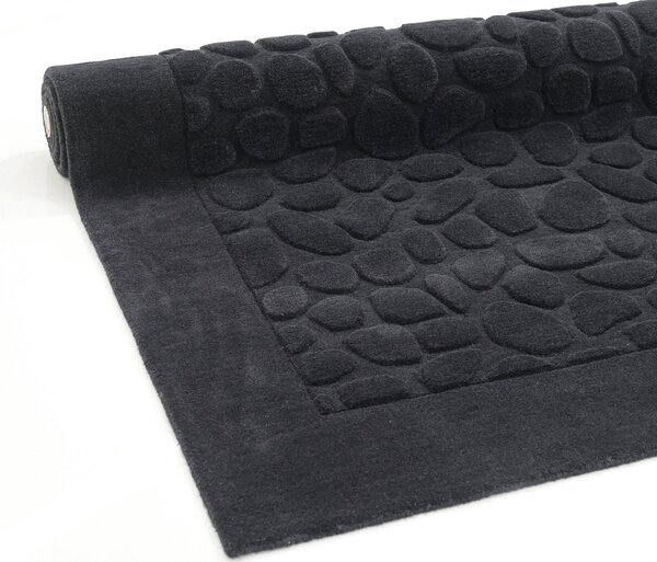 Covor Piedras negru 120/180 cm, lana naturala