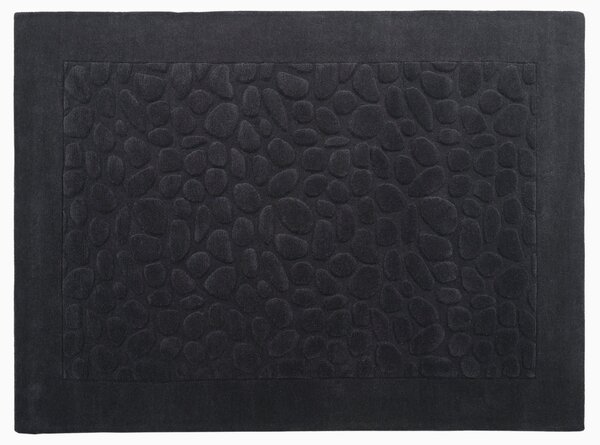 Covor Piedras negru 120/180 cm, lana naturala