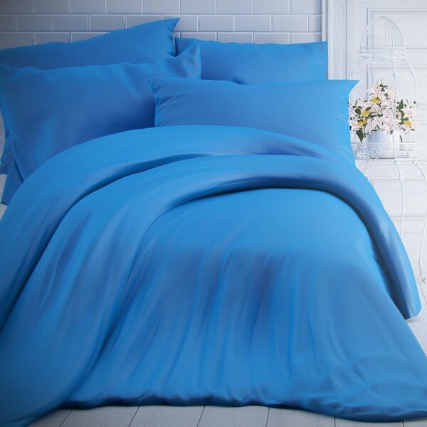 Kvalitex Lenjerie de pat din bumbac albastră, 200 x 200 cm, 2 buc. 70 x 90 cm