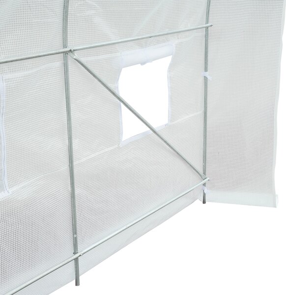 Outsunny sera gradine3,5 x 2 x 2 m, cadru mare din otel galvanizat, tunel din polietilene pentru gradina, alb | Aosom Romania