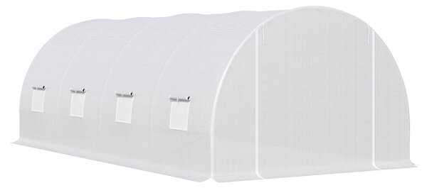 Outsunny Tunnel Sera de gradina pentru plante din PE cu tevi metalice 6x3x2m Alb | Aosom Romania