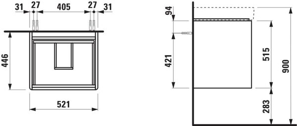 Laufen Base 2.0 dulap 52x44.5x51.5 cm sub chiuveta pe perete alb H4112421082611