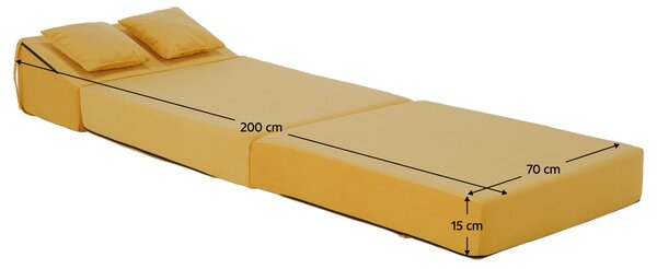 KONDELA Saltea pliabilă/fotoliu extensibil, 2 in 1, galben, PELOS