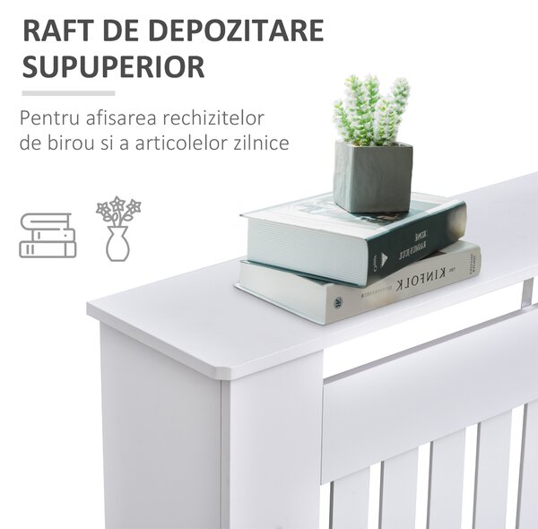 HOMCOM masca de calorifer, din lemn MDF, 112x19x81cm, alb | AOSOM RO