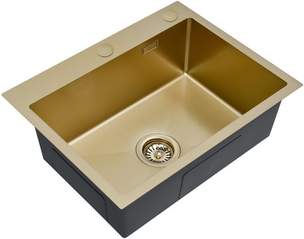 Ruvetti Look chiuveta cu dozator 58x45 cm auriu 5003L_PVD_CH60_W
