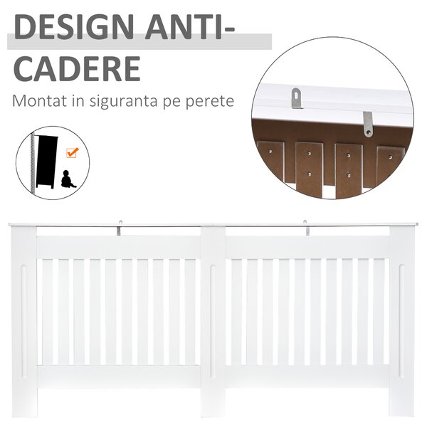 HOMCOM Carcasă Modernă pentru Calorifer din MDF Stratificat, Carcasă Calorifer pentru Casă și Birou, 172x19x81 cm, Alb | Aosom Romania
