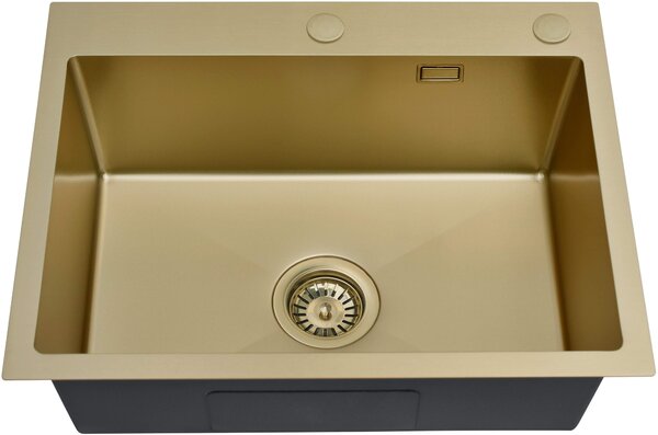 Ruvetti Look chiuveta cu dozator 58x45 cm auriu 5003L_PVD_CH60_W