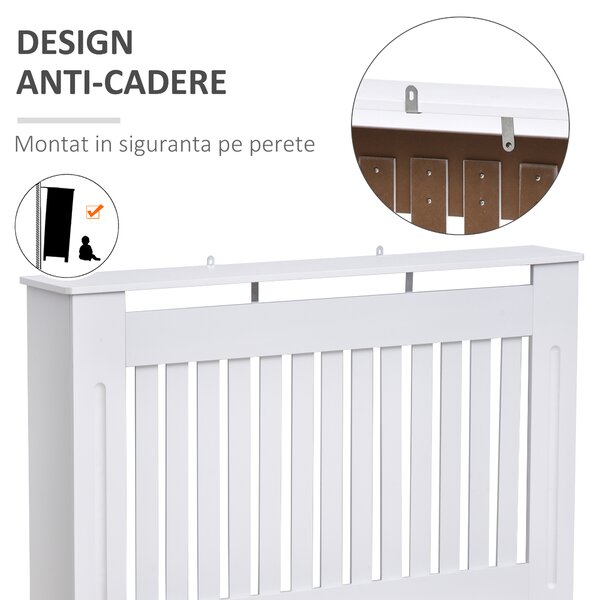 HOMCOM masca de calorifer, din lemn MDF, 112x19x81cm, alb | AOSOM RO