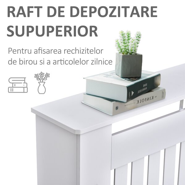 HOMCOM Carcasă Modernă pentru Calorifer din MDF Stratificat, Carcasă Calorifer pentru Casă și Birou, 172x19x81 cm, Alb | Aosom Romania
