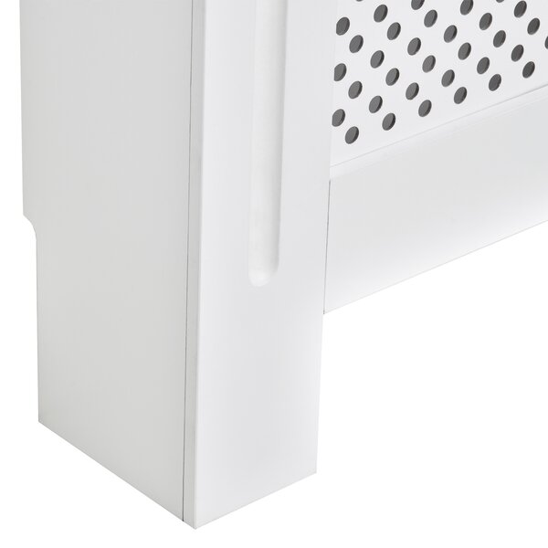 HOMCOM Carcasă Modernă pentru Calorifer, Model cu Gratii din MDF, Design cu Lamele pentru Casă și Birou, 111,5x82x19 cm, Alb | Aosom Romania