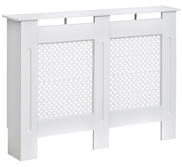 HOMCOM Carcasă Modernă pentru Calorifer, Model cu Gratii din MDF, Design cu Lamele pentru Casă și Birou, 111,5x82x19 cm, Alb | Aosom Romania