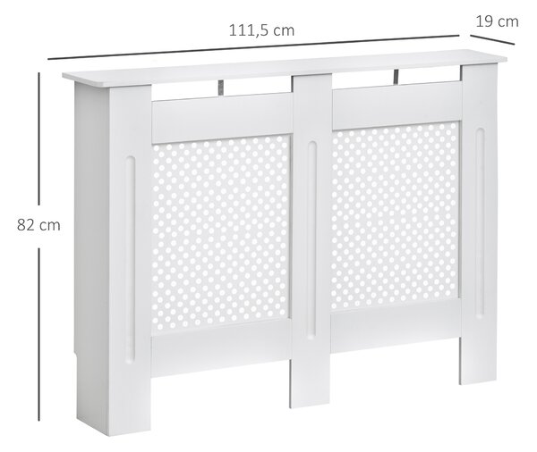 HOMCOM Carcasă Modernă pentru Calorifer, Model cu Gratii din MDF, Design cu Lamele pentru Casă și Birou, 111,5x82x19 cm, Alb | Aosom Romania