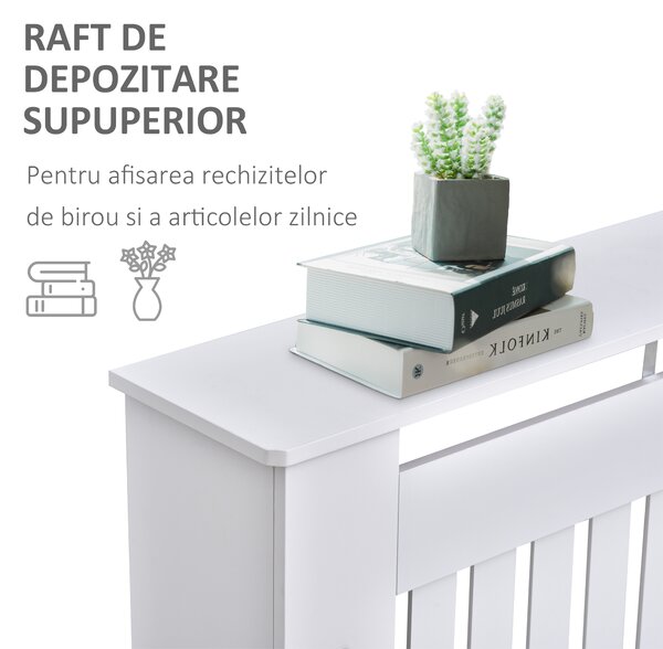 HOMCOM Husă pentru Calorifer din Lamele MDF, 152x19x81 cm, Alb | Aosom Romania