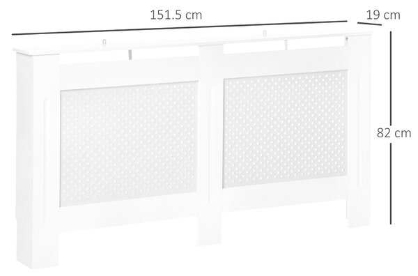 HOMCOM Mască pentru Calorifer din Lemn MDF cu Raft Superior, 151,5x82x19 cm, Alb | Aosom Romania