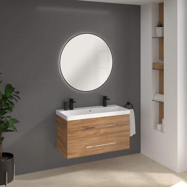 Villeroy & Boch oglindă 90x90 cm rotund cu iluminare negru A4899000