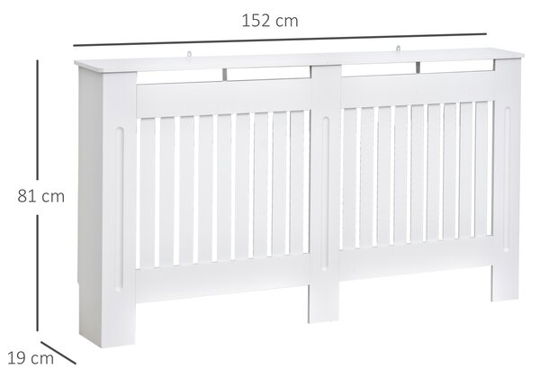 HOMCOM Husă pentru Calorifer din Lamele MDF, 152x19x81 cm, Alb | Aosom Romania