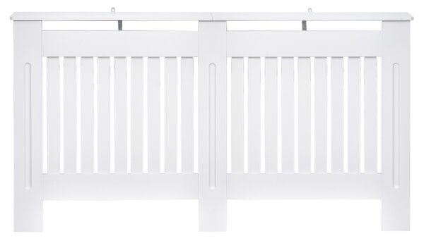 HOMCOM Husă pentru Calorifer din Lamele MDF, 152x19x81 cm, Alb | Aosom Romania