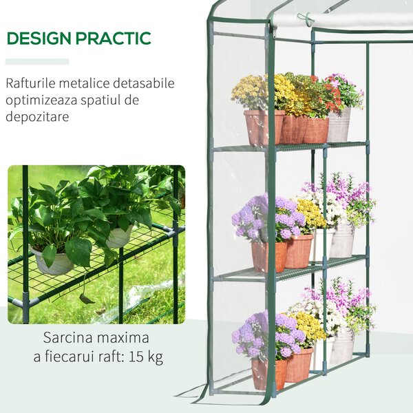 Outsunny sera de gradina, sera pentru plante, legume, fructe 143x143x195cm, transparenta | Aosom Romania
