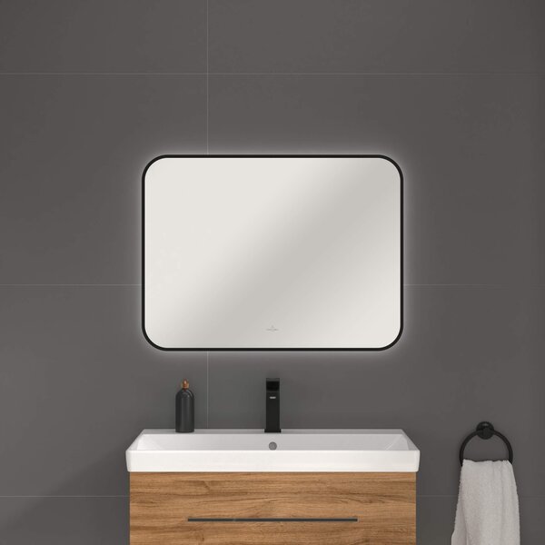 Villeroy & Boch oglindă 80x60 cm dreptunghiular cu iluminare negru A4908000