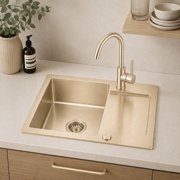 Ruvetti Look chiuvetă din oțel cu baterie 60x48 cm auriu LP_LOOK120-5200-PVDCH-F