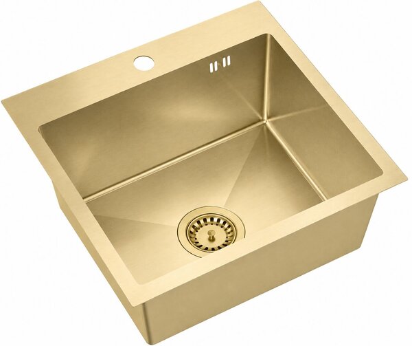 Ruvetti Look chiuvetă din oțel cu baterie 50x45 cm auriu LP_LOOK50-5200-PVDCH-F