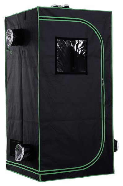 Outsunny Cort Hidroponic din Oxford 600D cu 5 Orificii de Ventilație Reglabile și Fereastră, 80x80x160 cm, Negru | Aosom Romania