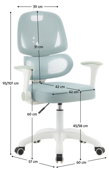 KONDELA Scaun rotativ, neomint/alb, LISTER