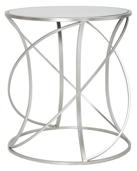 Masa de cafea din sticla si metal Saturn Small Argintiu, Ø50xH55 cm