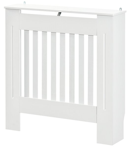 HOMCOM Mască pentru Calorifer din Lemn cu Lamele Verticale și Raft Superior, 78x19x81 cm, Alb | Aosom Romania
