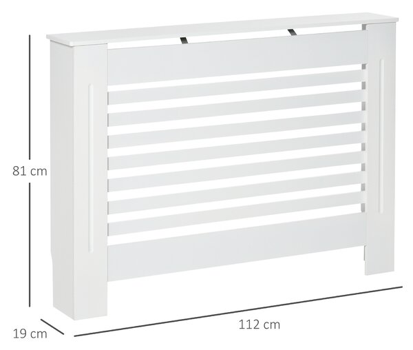 HOMCOM Mască pentru Calorifer din Lemn cu Structură din Șipci și Raft, 112x19x81 cm, Alb | Aosom Romania