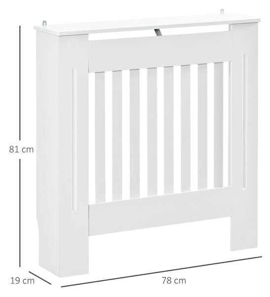 HOMCOM Mască pentru Calorifer din Lemn cu Lamele Verticale și Raft Superior, 78x19x81 cm, Alb | Aosom Romania