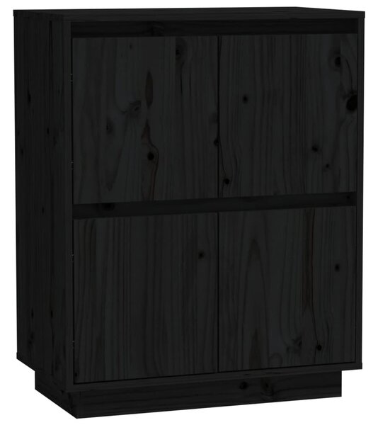 Servantă, negru, 60x34x75 cm, lemn masiv de pin