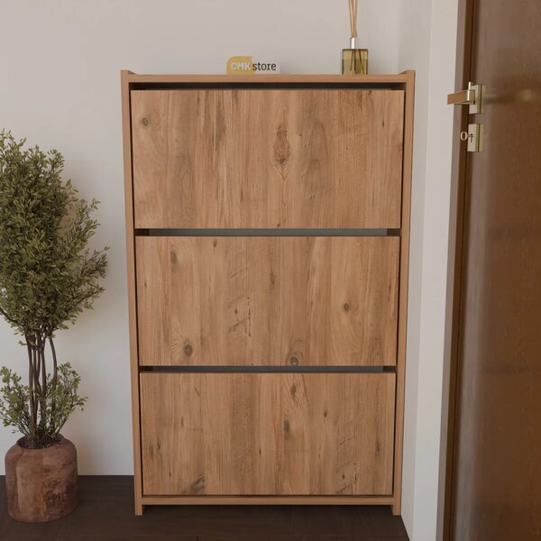 Pantofar 3 usi, culoare nuc.113x70x24 cm