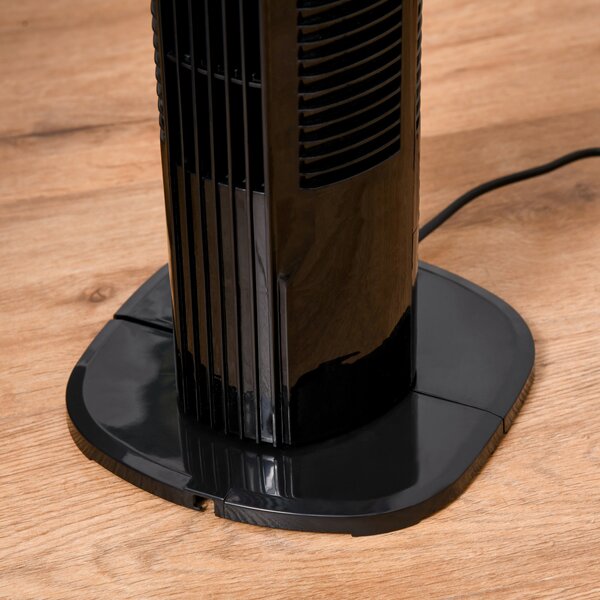 HOMCOM, Ventilator de Turn, 3 Funcții și 3 Viteze, Plastic PP, 20 x 20 x 78,5 cmm, Negru | Aosom Romania