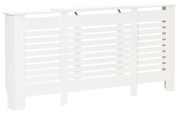 HOMCOM Masca Calorifer Reglabila din MDF si Lemn Alb 140-202x19x82.5 cm Design Modern pentru Acoperire Radiator | Aosom Romania