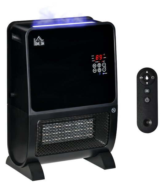 Soba Electrica 2 în 1 cu Umidificator, incalzitor cu Lumină LED in 3 Culori si Ultraviolete, Temporizator si Telecomanda HOMCOM | Aosom Romania
