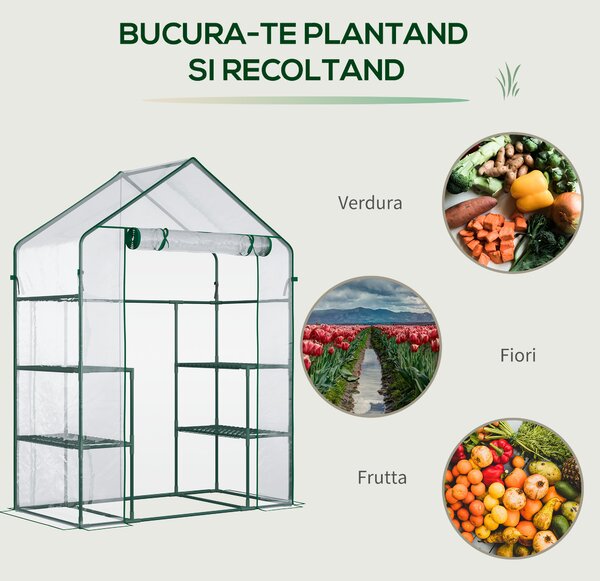 Outsunny Sera de Gradina sera pentru plante, legume, fructe din PE Impermeabila si Anti UV, 142x73x195cm, Verde | Aosom Romania