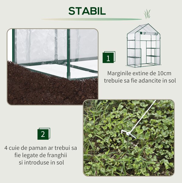 Outsunny Sera de Gradina sera pentru plante, legume, fructe din PE Impermeabila si Anti UV, 142x73x195cm, Verde | Aosom Romania