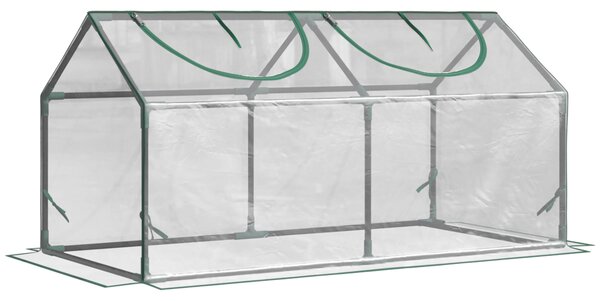 Outsunny Mini Sera de Gradina sera pentru plante cu 2 Ferestre Rulou si Copertina PVC Anti-UV, Transparenta | Aosom Romania