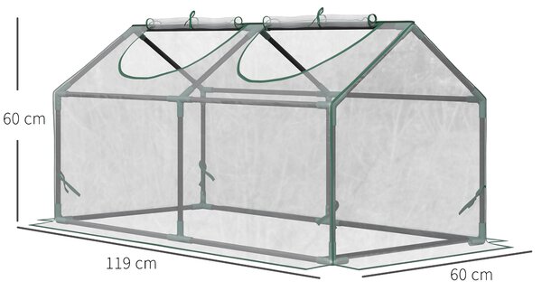 Outsunny Mini Sera de Gradina sera pentru plante cu 2 Ferestre Rulou si Copertina PVC Anti-UV, Transparenta | Aosom Romania