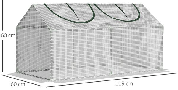 Mini Sera Outsunny pentru Plante, Legume, Fructe, cu 2 Ferestre, Design Portabil 119x60x60cm, Alb | Aosom Romania