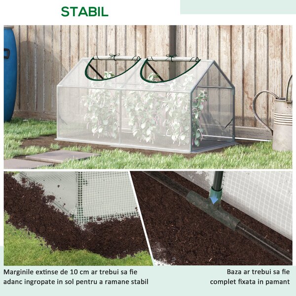 Mini Sera Outsunny pentru Plante, Legume, Fructe, cu 2 Ferestre, Design Portabil 119x60x60cm, Alb | Aosom Romania