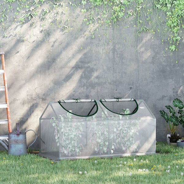 Mini Sera Outsunny pentru Plante, Legume, Fructe, cu 2 Ferestre, Design Portabil 119x60x60cm, Alb | Aosom Romania