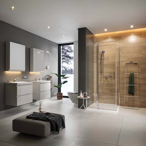 Cersanit Moduo, usa 1 canat pentru deschidere 80x195 cm, sticla transparenta 6mm, profil cromat, S162-020