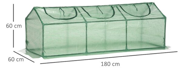 Mini sera gradina pentru plante, legume, fructe cu 3 ferestre tip rulou si protectie PE Anti-UV, verde 180x60x60cm Outsunny | Aosom Romania