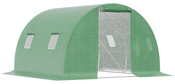 Outsunny Sera de gradina si legume cu protectie din PE, Sera pentru plante cu usa si ferestre cu strangere tip rulou, 3x3x2m, verde | Aosom Romania