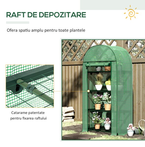 Outsunny sera de gradina, pentru plante, legume , fructe, protectia plantelor 80x49x160cm, verde | Aosom Romania
