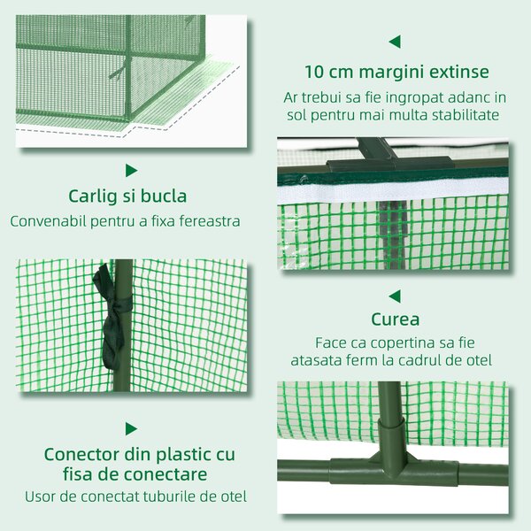 Outsunny Mini sera gradina pentru plante, sera Mica pentru Gradina pe 2 Nivele, pentru legume, fructe din PE, Verde | Aosom Romania