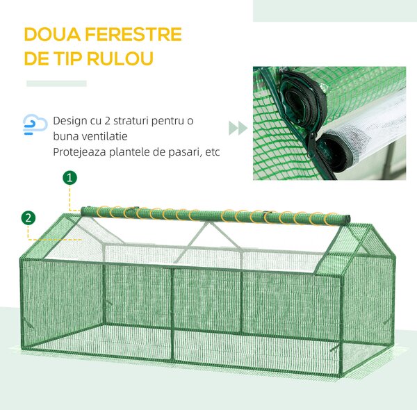 Outsunny Mini sera gradina pentru plante, sera Mica pentru Gradina pe 2 Nivele, pentru legume, fructe din PE, Verde | Aosom Romania