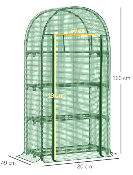 Outsunny sera de gradina, pentru plante, legume , fructe, protectia plantelor 80x49x160cm, verde | Aosom Romania